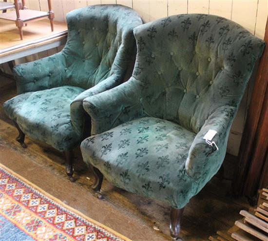 Pair of Victorian mahogany framed easy chairs